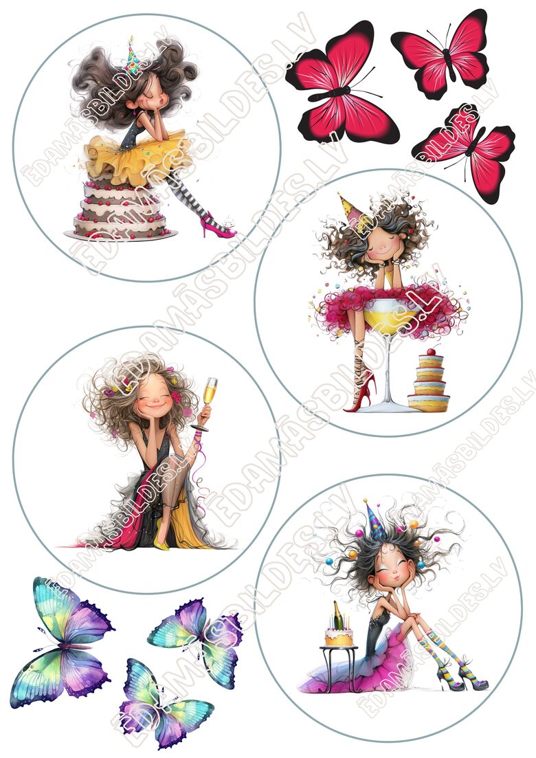 Cukura papīrs ar apdruku "LadyCake", Bento 